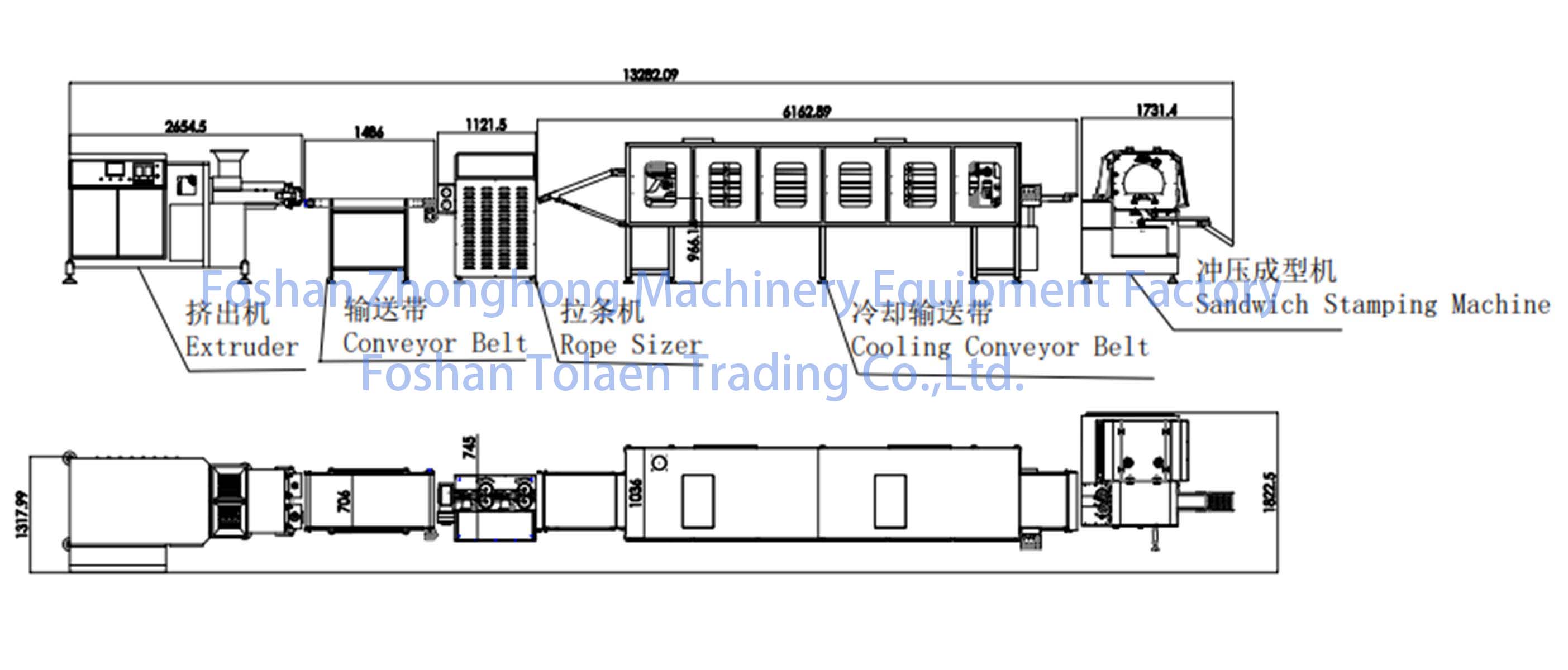 square shape bubble gum production line